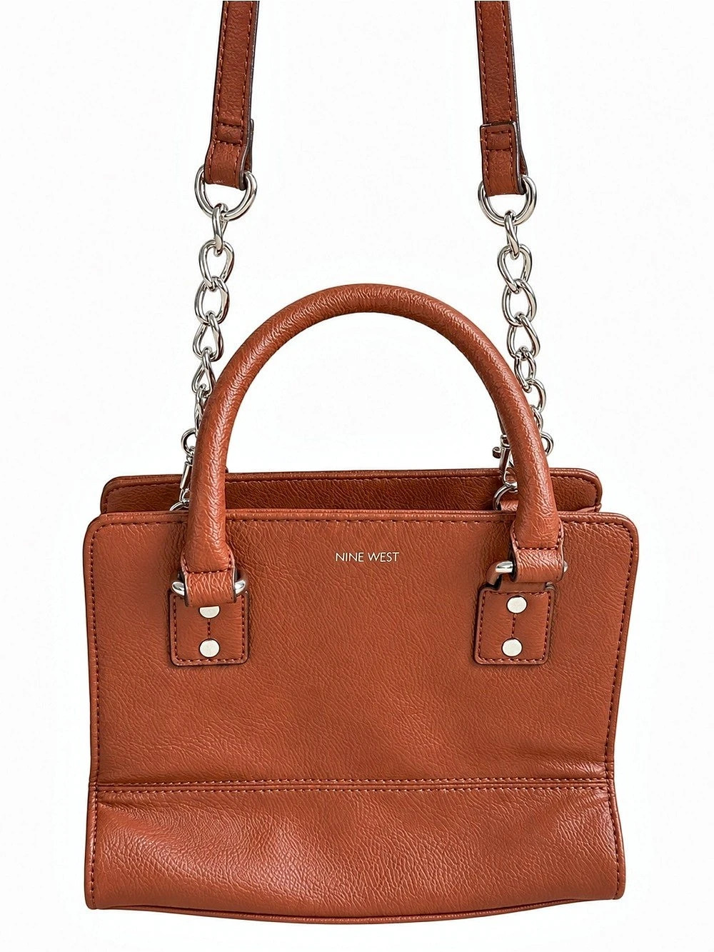 Nine West Brown Satchel with multiple compartments- excellent condition
